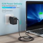 Black USB C PD Chargers 61W Type C Wall Charger Adapter