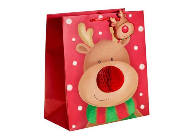 Custom Design Merry Christmas Xmas Paper Gift Bags With Honeycomb and POP UP