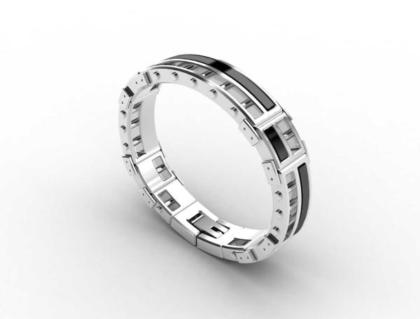 Top Quality Europe Fashion Stainless Steel Genuine Leather Silicone Bangle