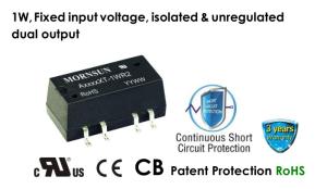 Wholesale 12V Isolated Dual Output DC DC Converter 15VDC 24VDC 1W Fixed Input Unregulated from china suppliers
