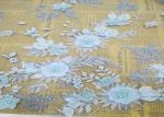 Embroidery 3D Floral Wedding Dress Lace Fabric By The Yard With Beads Light Blue