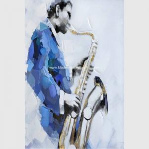 China Framed Modern Art Oil Painting Decorative Saxophone Instrument For Home Interior on sale