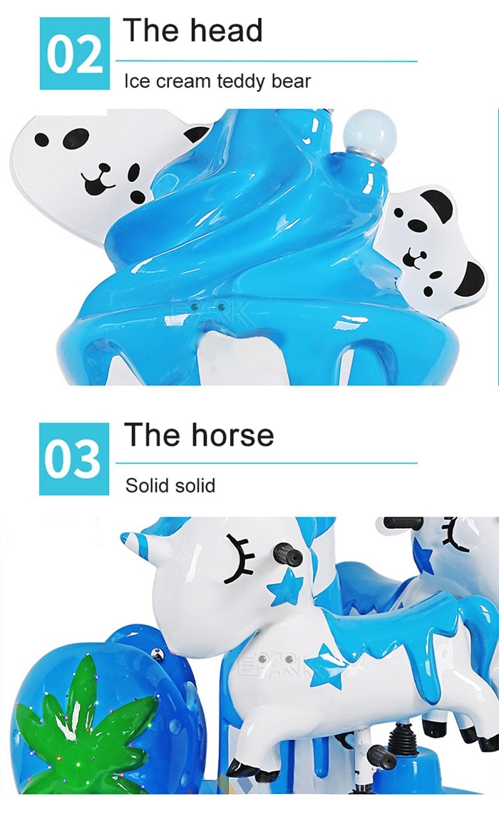 200W Kiddy Ride Machine Ice Cream Carousel Playground Equipment For Three People