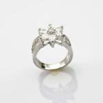 Designer Jewelry Sterling Silver with Yellow Cubic Zircon Flower Gemstone Ring