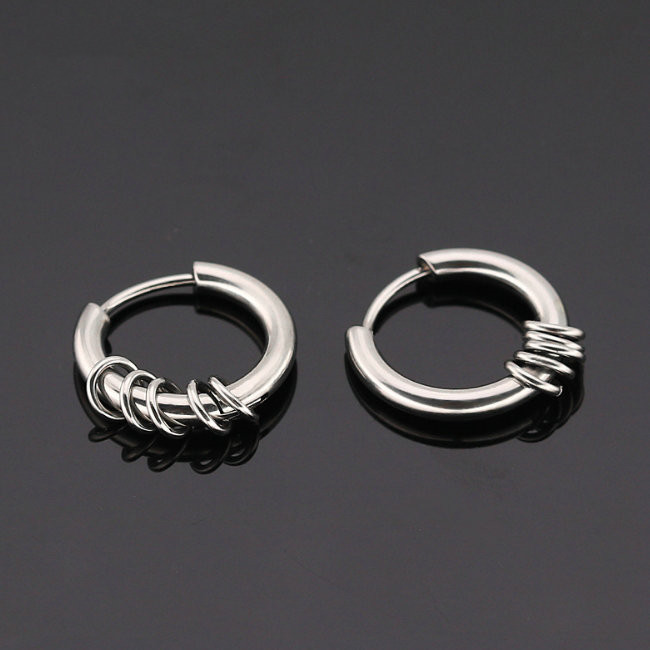 Cool Men Jewelry Accessories Small Buckle Ring Hanging Stainless Steel fashion earring findings jewelry Hoops earring