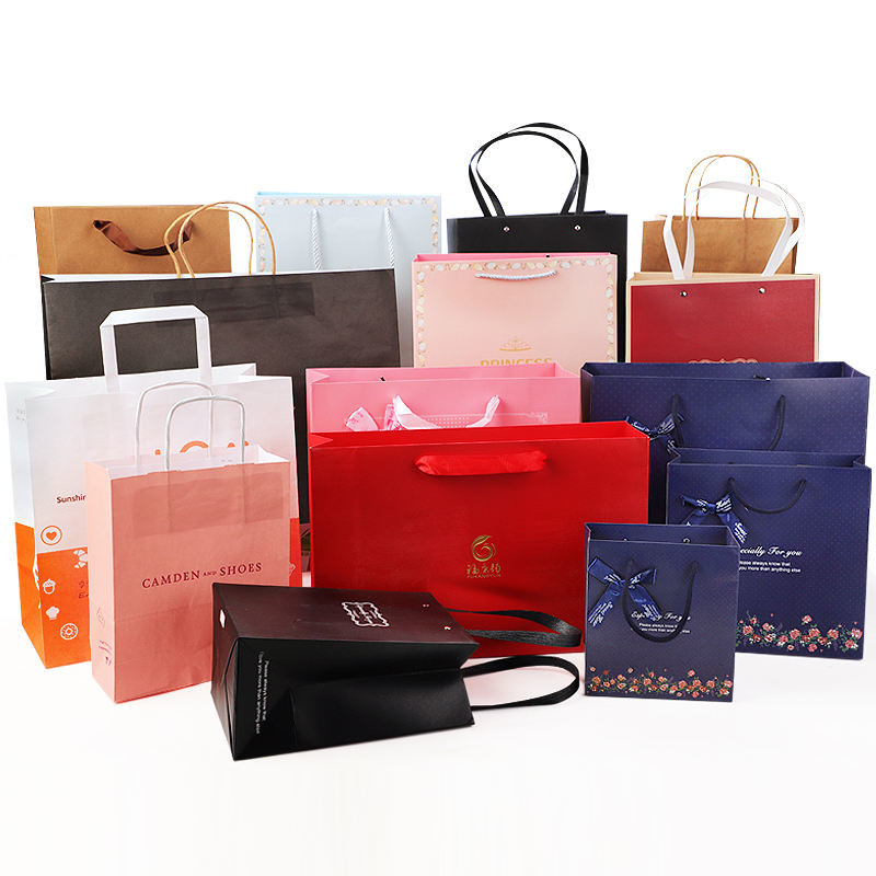 Customized Fashion Shopping Bag Take Away Food Bag Brown Kraft Clothing Paper Bag