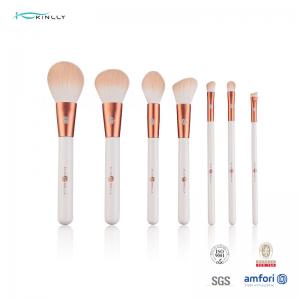 China Travel Synthetic Hair 7PCS Rose Gold Cosmetic Brush Wooden Handle on sale