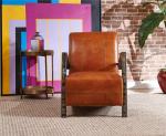 Rustic Top Grain Genuine Leather Leisure Chair Comfortable Cushion Living Room