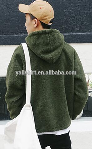 100% Cotton Custom Mens Sherpa Jacket Fleece Half Zip Pullover Kangaroo Pockets