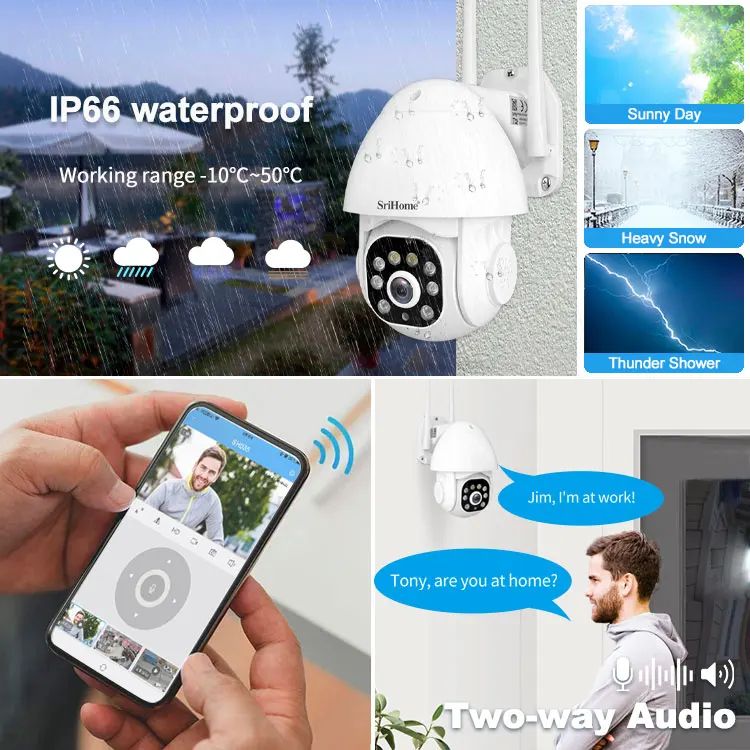 3MP Auto Motion Tracking Outdoor Waterproof Security Camera Support 355 Color Night Vision WiFi Camera