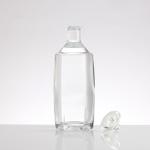 Super Flint Glass Flat Shoulder Empty Whiskey Bottle with Cork Lid 100ml 500ml