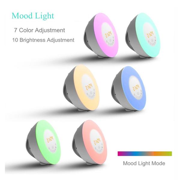Digital Sunrise Lamp Alarm Clock , Multi Colorful Night Light Up Alarm Clock