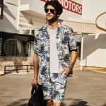100% Linen Custom Hawaiian Shirts Blue Coolness Tropical Button Up Shirt