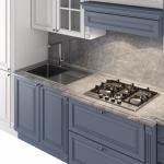 Modern Modular Kitchen Cabinets With Island PVC Finished And Quartz Stone Top