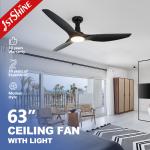 Flush Mount Smart Ceiling Fan With DC Motor 3 Plastic Blades Engry-Saving