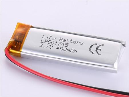 Long-lasting Energy Lithium Cobalt Oxides LP601745 3.7V 400MAH Battery with 12