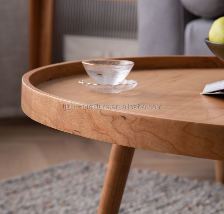 Modern Design Nordic Solid Wood Round End Coffee Table for Living Room OEM Service Accepted