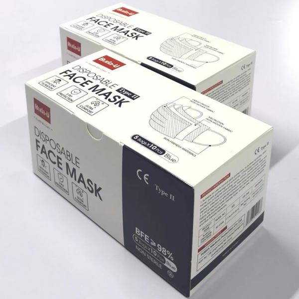 Buda-U Disposable 3 Layer Mask , 3Ply Medical Face Mask , Type II , BFE≥98% At