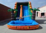 Bright Inflatable Jumping Slide , Tropical 18 Feet Water Slide With PVC