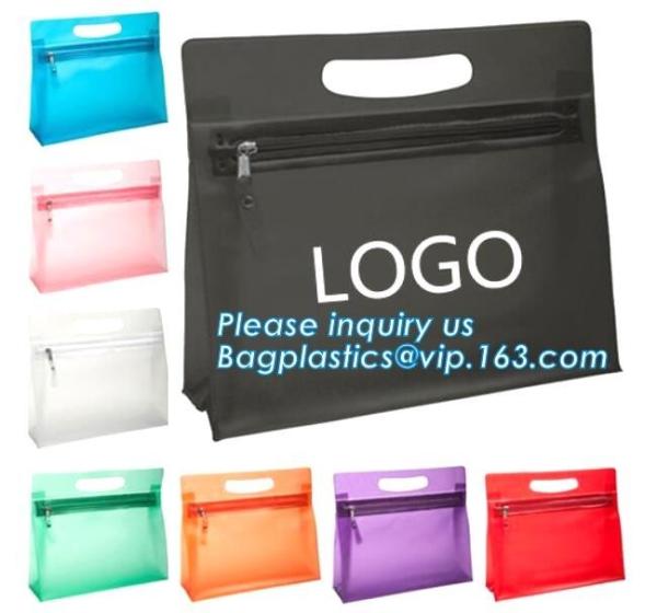 Cosmetics packaging bags With Slider Zipper Top, vinyl pvc packaging bag with