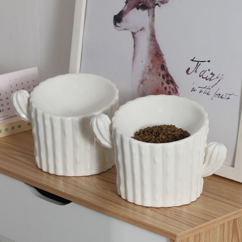 Cat Bowl Porcelain To Protect Cervical Vertebrae Cactus Dog Cat Food Bowl From Spilling Pet Drinking Bowl