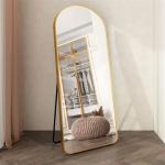 Decorative Full-Length Gold Body Dressing Wall Mirror with Metal Framed Arch