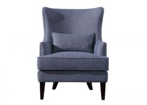 China High Back Fabric Arm Chair Nailing Decoration Navy Blue Armchair on sale