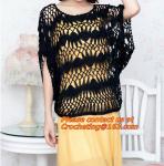 Crocheted, loose Crochet knitted blouse wears batwing hollow pullover sweaters