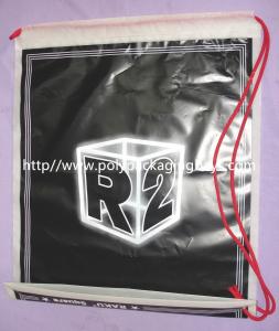 Wholesale Promotional CPE LDPE Plastic Drawstring Backpack Single Shoulder , Black from china suppliers