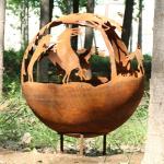 Steel 3mm Thickness Outdoor Wood Burner Fireplace Rustic Red Or Customized