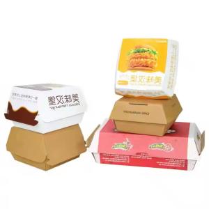 Wholesale Customized Printed Disposable Kraft Paper Box for Fast Food Burger Packaging from china suppliers