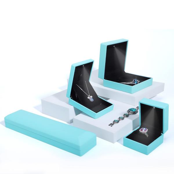 Rectangle Customized Size Blue LED Ring Jewelry Box for Earrings Necklace