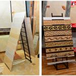Two Sides Quartz Stone Display Stand Luminous Ceramic Tile Stone Floor Display