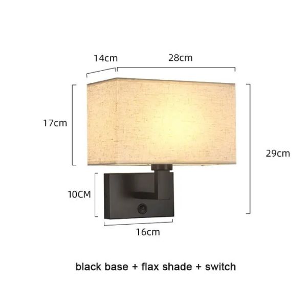 USB Wall Lights with Switch Rectangle White Yellow Fabric mirror front light(WH-MR-95)