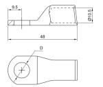 Commercial Heavy Duty Cable Lugs Electrical Eyelet Connectors 50mm² Applicable
