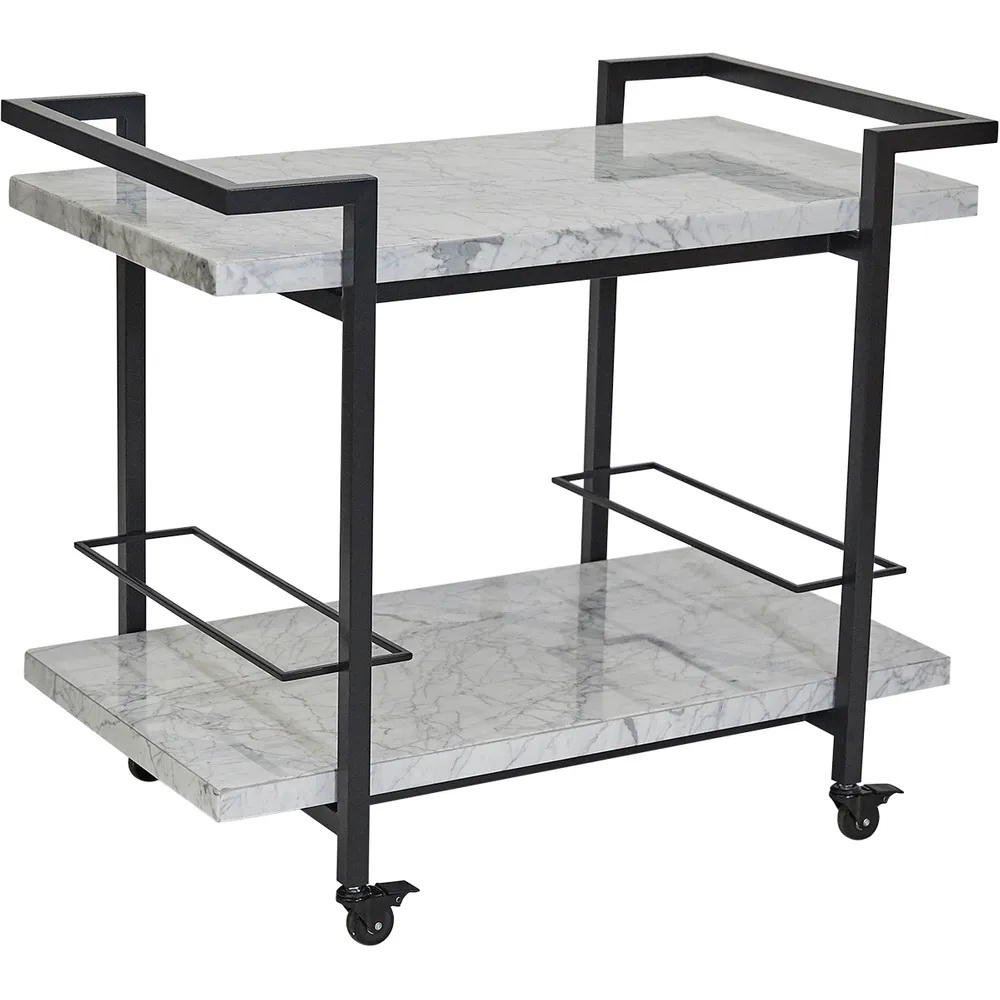 Marble Top Drinks Trolley Black Trolley Rattan Bar Cart
