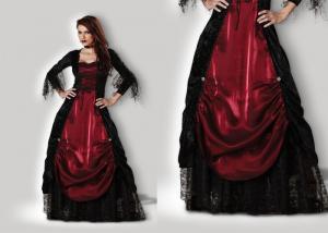 Gothic Vampiress 1002 Halloween Adult Costumes Red Black Color With Petticoat
