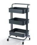 Powder Coated Surface Supermarket Shelf Display 3 Tiers With Wheels