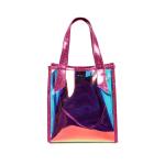 snap Button Closure Holographic TPU Cosmetic Tote Bags