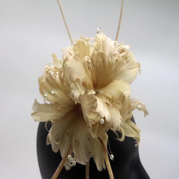 Easter Occasion 15x30cm Feather Fascinator , Curly Goose Flower Feather Headpiece
