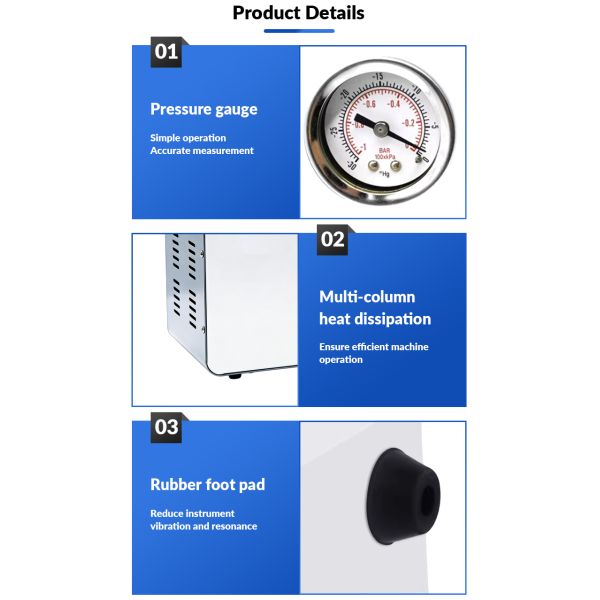 High Vacuum Portable Oil-Free Diaphragm Pump Low Noise Lab Equipment Adjustable Positive & Negative Pressure