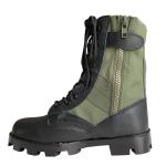 Mesh Lined Men's Black Leather Durable Canvas Boots for Outdoor Camping and