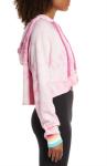 Trendy Women'S Plus Size Tie Dye Shirts , Pink Cropped Drawstring Sweatshirt