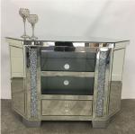 Sparkly Mirrored Crushed Diamond 3 Drawers TV Corner Cabinet Stands
