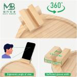 Custom Bamboo Sofa Arm Tray With 360° Rotatable Phone Holder For Living Room