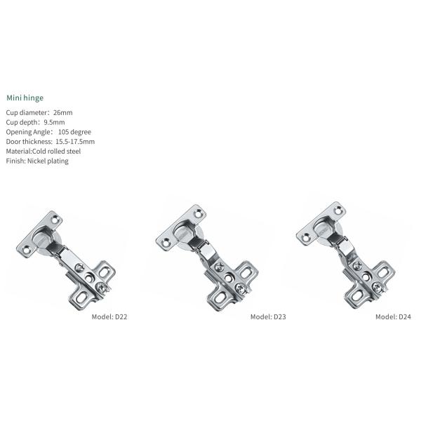 D22 Full Overlay / Half Overlay / Insert Mini Cabinet Hinges 26mm Cup