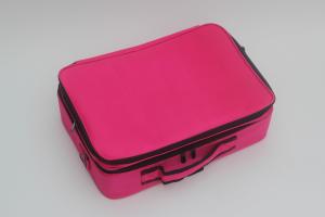 Wholesale Oxford Beauty Bag With Double Zipper Fabric Makeup Train Case For Artist Rose Cosmetic Bag 3 Layer Organizer from china suppliers