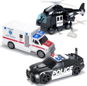 Wholesale Police Car Emergency Vehicle Friction Powered Car Birthday Gifts for Boys Girls Age 3-9 from china suppliers
