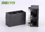 Unshielded black plastic housing CAT5 two port rj45 Female connector 100 BASE -