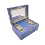 2Layer Leather Travel Jewelry Bracelet Organizer Lockable Jewellery Box